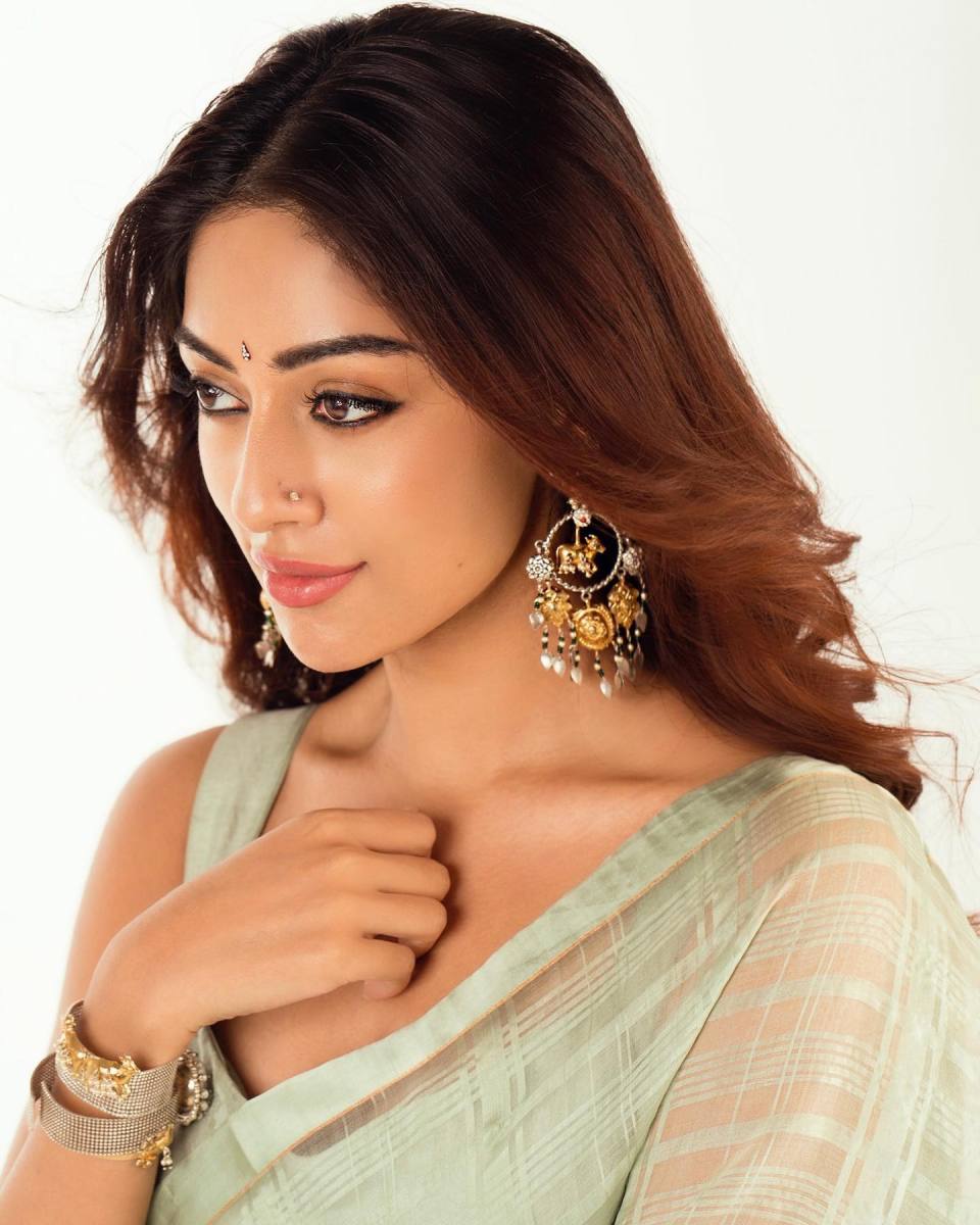 Anu Emmanuel Latest Hot Stills in Green Saree