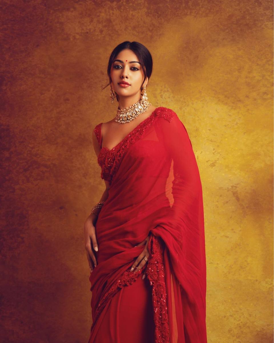 Anu Emmanuel Latest Hot Stills in Red Saree