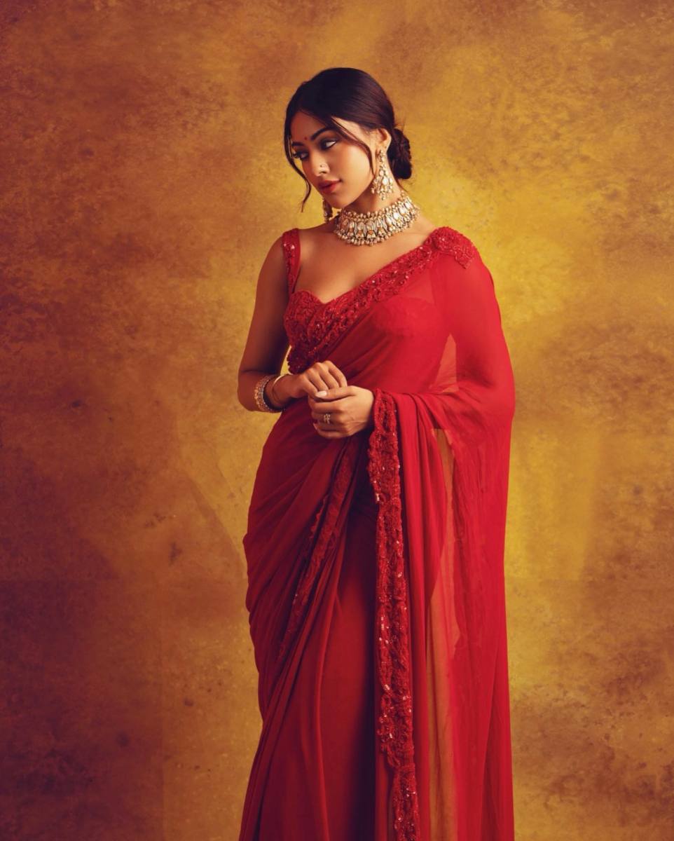 Anu-Emmanuel-Latest-Hot-Stills-in-Red-Saree-3