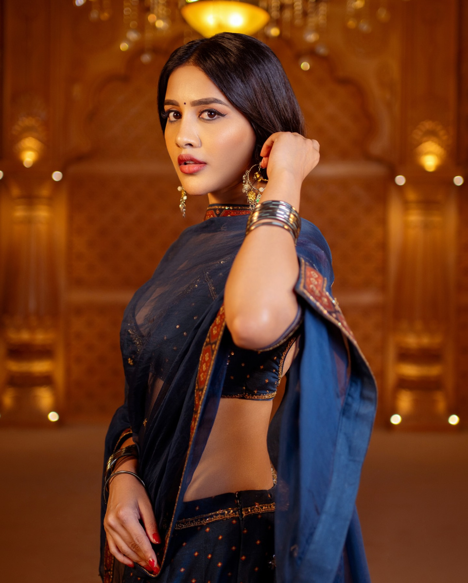 Nabha-Natesh-Latest-Hot-Images-in-Half-Saree-Pics-8