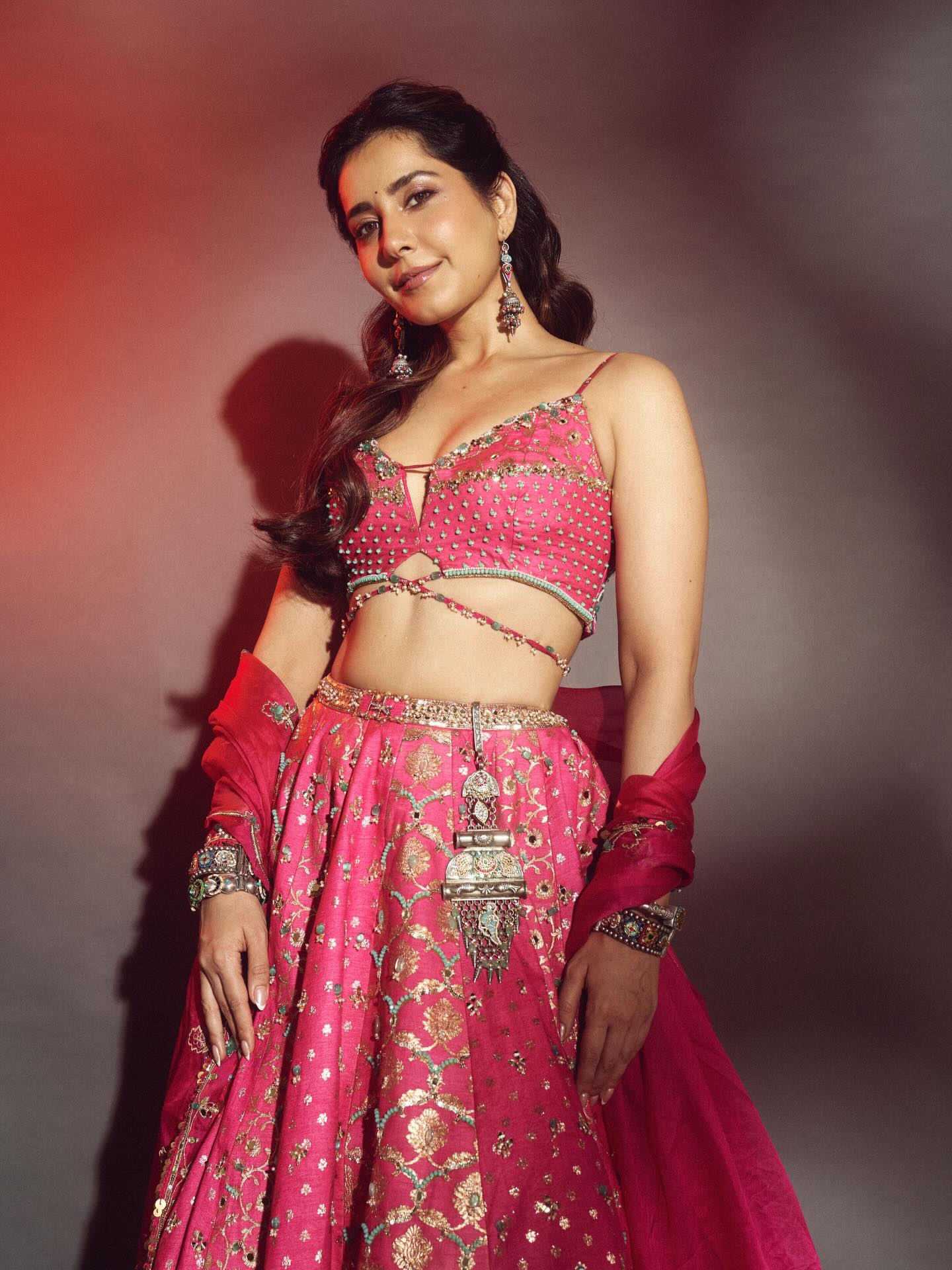 Raashii Khanna latest hot pics in Pink Lehenga