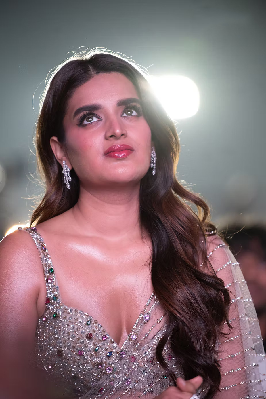 Nidhhi Agerwal Latest Saree Stills At Rajasaab movie event 1