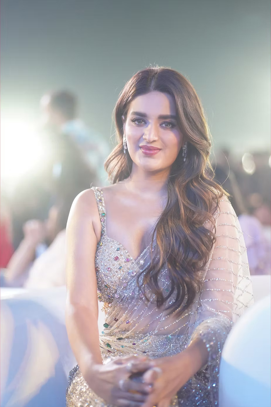 Nidhhi Agerwal Latest Saree Stills At Rajasaab movie event 1