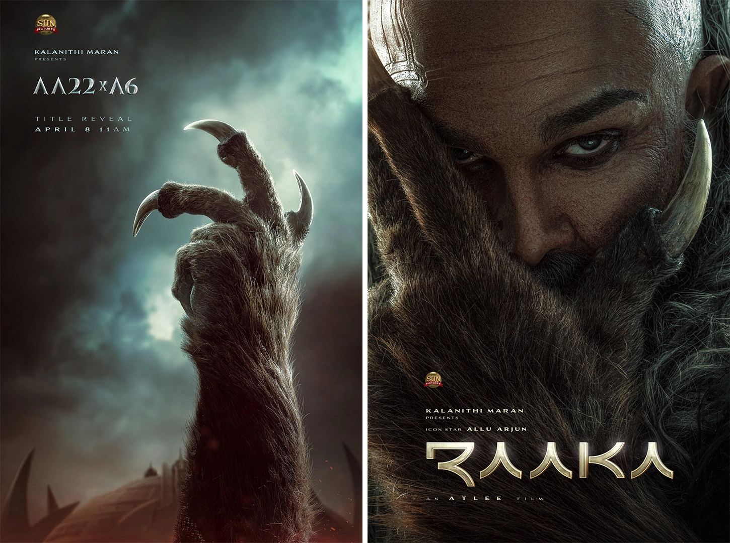 Allu Arjun “Raaka”: A fierce tribal warrior look with a primal, savage aesthetic.